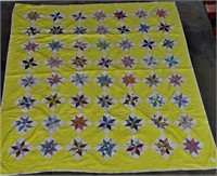 YELLOW STAR QUILT 74 X76 CLEAN