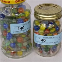 2 GLASS CONTAINERS VINTAGE MARBLES