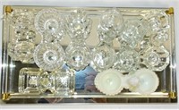 VINTAGE 8 DOUBLED MIRRORED SALTS WITH MIRROR TRAY