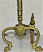 PAIR FRENCH LOUIS XVI BRASS FIRE DOGS 21" HIGH