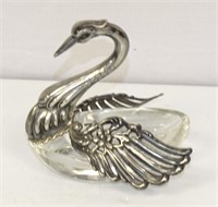 SILVER PLD. & CRYSTAL SALT SWAN WINGS OPEN FOR USE