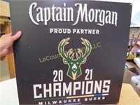 Captain Morgans Milwaukee Bucks Tin Sign