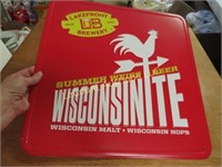 Wisconsinite Lakefront Brewery Tin Bar Sign