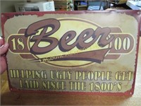 Tin Beer Making Ugly people bar sign
