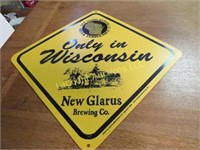 Plastic New Glarus Brewing beer bar sign
