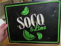 Tin SOCO & Lime bar sign