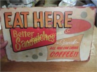 Eat here Sandwiches Coffee Tin sign