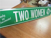 Tin New glarus Beer Road Sign Two Women