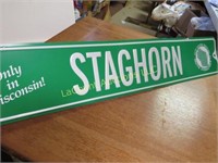 Tin New glarus Beer Road Sign Staghorn