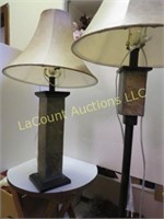 pair lamps table and floor stone accents