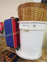 wicker basket kids suitcase plastic covered bin