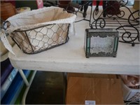 Metal Baskets, Glass Trinket Box, Wood Candle