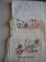 Vintage Days of the Week Tea Towels - Lot of 5