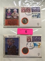 2PC SUSAN B ANTHONY DOLLARS 1ST DAY COVERS