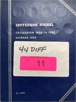 JEFFERSON NICKEL ALBUM 44 DIFFERENT COINS