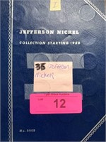 JEFFERSON NICKEL ALBUM 35 DIFFFERENT COINS