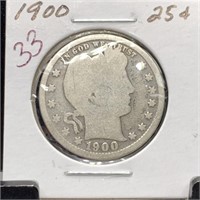 1900 BARBER SILVER QUARTER