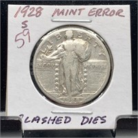 1928-S STANDING LIBERTY SILVER QUARTER DIE CLASH