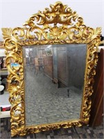 Large Fancy Gilt Framed Hanging Hall Mirror