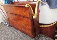 Ornate Carved Mahogany Sleigh Bed (W/ Rails)