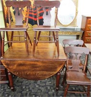 5 Pc. Antique Dinette Set (Dropleaf Table & 4