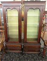 Pair Of Matching Cherry Queen Anne Curio Cabinets