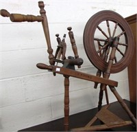 Oak Spinning Wheel (Signed F. Young)