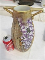 Hand Painted Handled Vase, Tall
