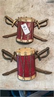 2 Sexton sword and drum cast wall decor