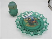MATCHING FENTON PLATE AND HOLDER MARY AND JOSEPH