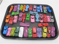 TRAY LOT OF TOOTIES TOYS 35 CARS