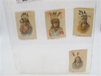 LOT OF 4 INDIAN CLOTH TOBACCO CARDS "CHEIF TAGS"