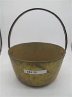 EARLY BRASS PAIL WITH FIX HANDLE 11.5" W 13" H