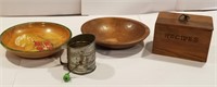Wooden bowls, Recipes box , tiny sifter