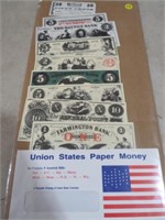COLLECTION OF UNION STATES PAPER MONEY