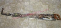 Hand painted 4ft saw by Hazel Baden 1984