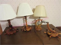(4) Nautical theme small lamps (ships wheel)