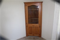 Oak Corner Cabinet, 1-Glass Door