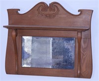 Lot #4634 - Antique Oak wall mirror shelf