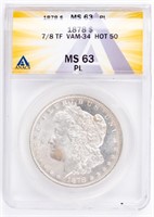 Coin 1878 7/8 TF VAM34 Hot 50, Morgan ANACS-MS63PL