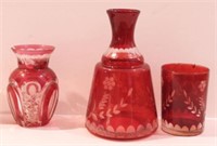Lot #4825 - Ruby cut to clear rinser and cup,