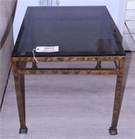 Lot #4842 - Heavy glass top end table with