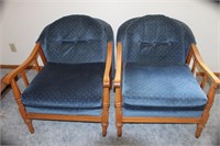 2 Chairs-Wood w/Cushions 28"H, 27"W