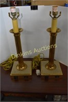 Pr Brass and Marble  Lamps