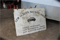 Wood Advertising sign-Lew Olsons Machine Shop
