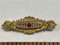.375 9K Victorian Mourning Pin 2.2 DWT