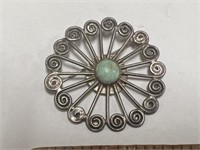 Silver unmarked Turquoise Broach 8.5 DWT