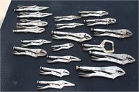 Various sizes of vice grips, needle nose & Regular