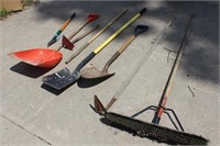 Shovels, Hoes, Pruner (Damaged), Broom