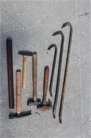 2-ball peen hammers, nail puller/ pry bar